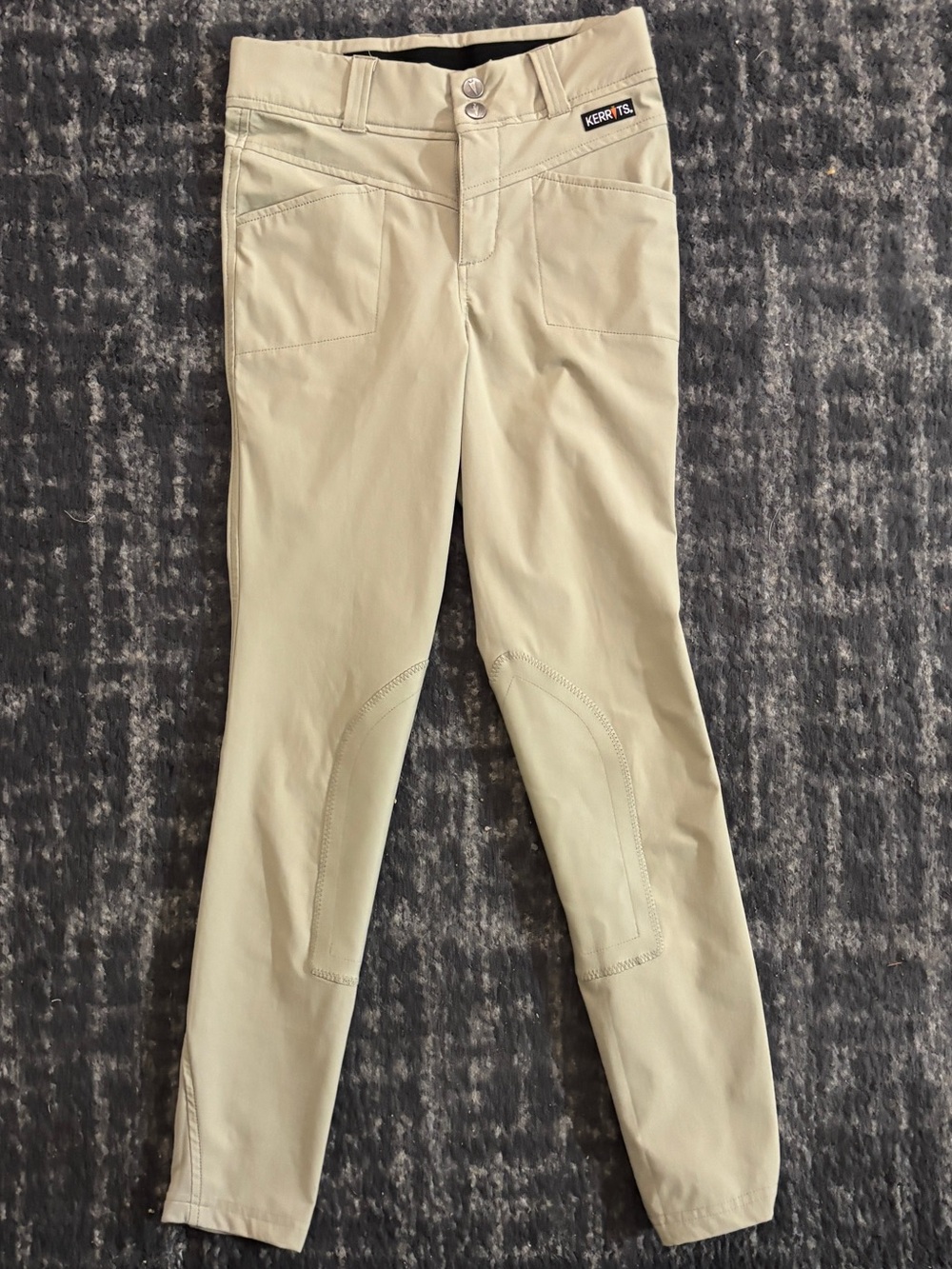 Kerrits Women’s Equestrian Riding Breeches Pants Beige Knee Patch Size L